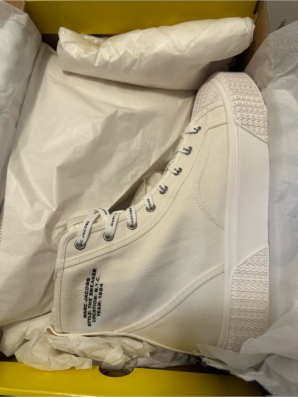 Marc Jacobs Cream Canvas High-Top Platform Sneaker